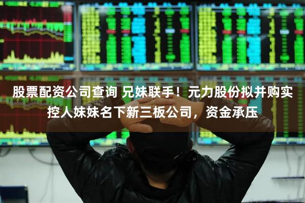 股票配资公司查询 兄妹联手！元力股份拟并购实控人妹妹名下新三板公司，资金承压